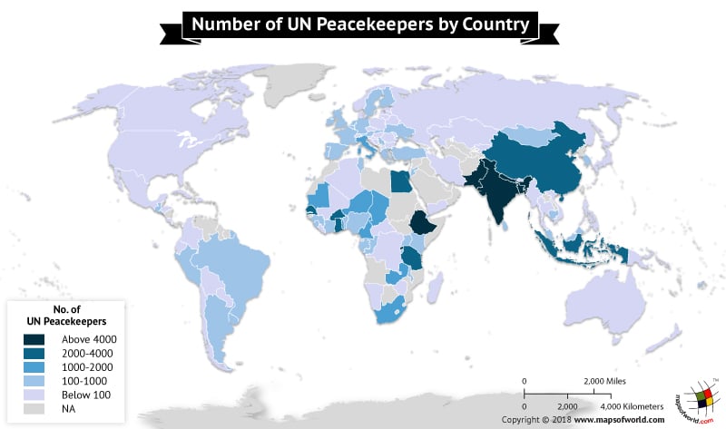 World map depicting UN Personnel Contribution by Country