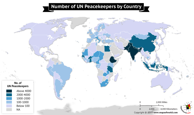 World map depicting UN Personnel Contribution by Country