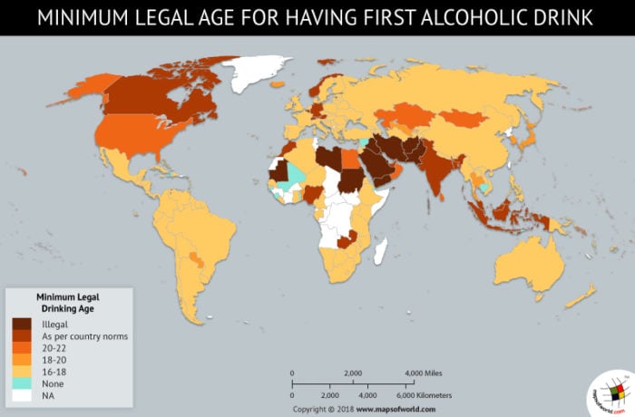 World Map depicting Minimum Legal Age in countries