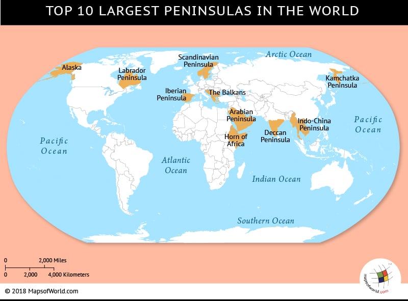 Top 10 largest peninsulas in the world