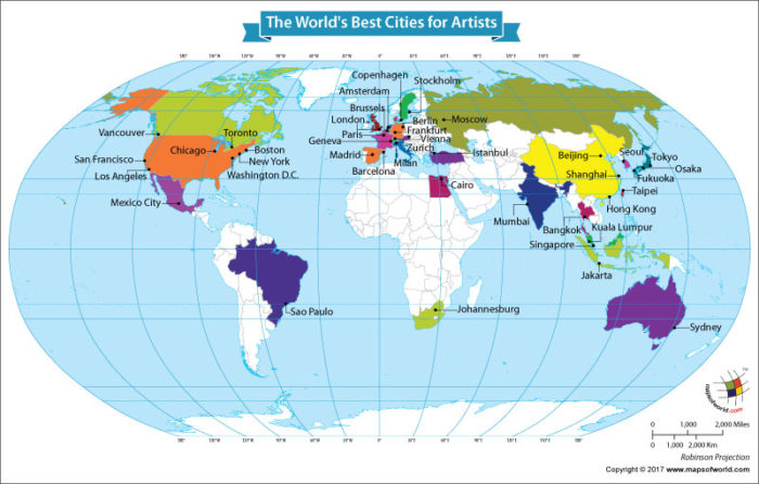 World map showing nations with cultural stimulation and daily life environment