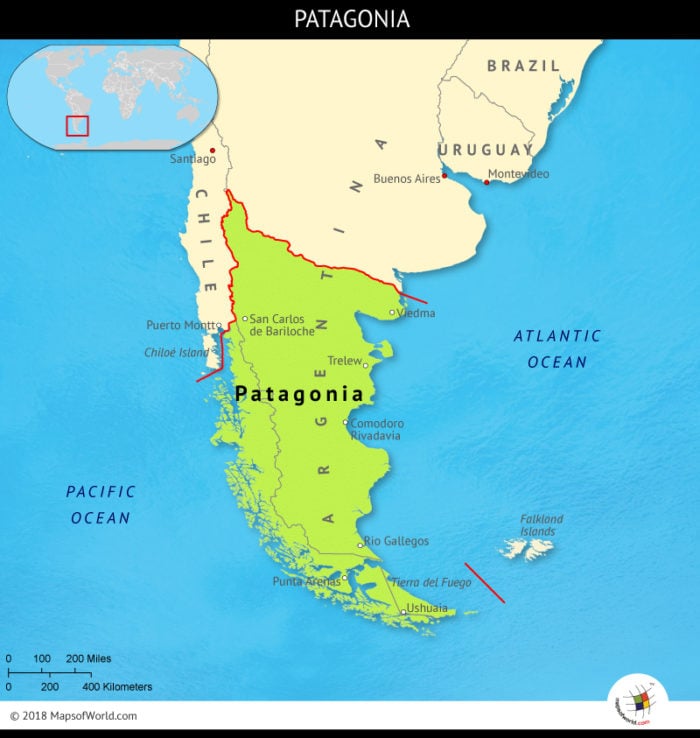 Map depicting the land of Patagonia