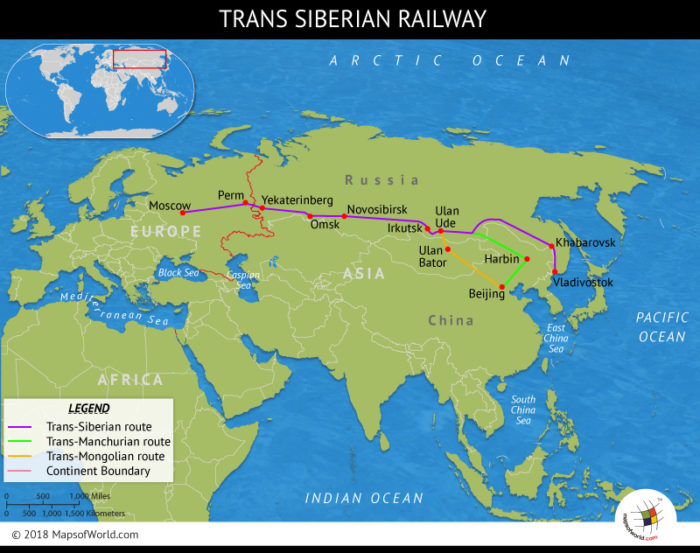Map featuring the Trans-Siberian Railway