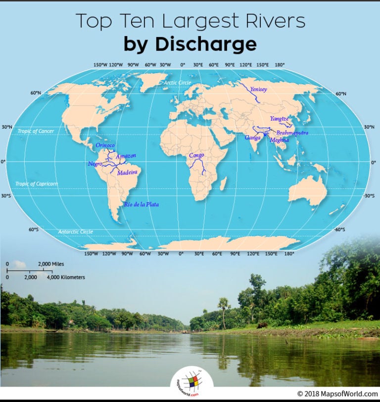 What Are The Largest Rivers By Discharge Answers   World Map Rivers By Discharge 768x813 