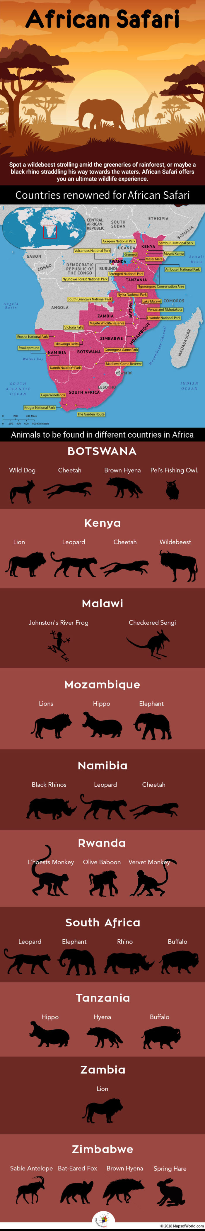 Infographic elaborating African Safari Destinations