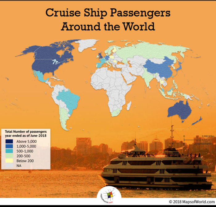 World map depicting highest number of cruise passengers