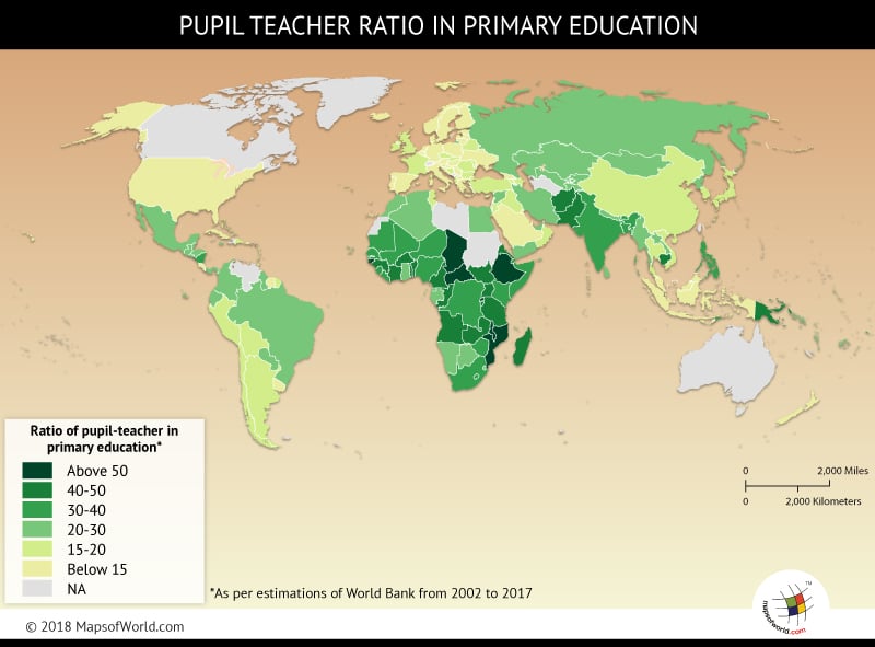 Pupil to Teacher Ratio by Countries