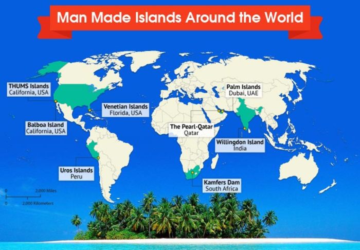 Here is a map depicting some of the most famous man-made islands