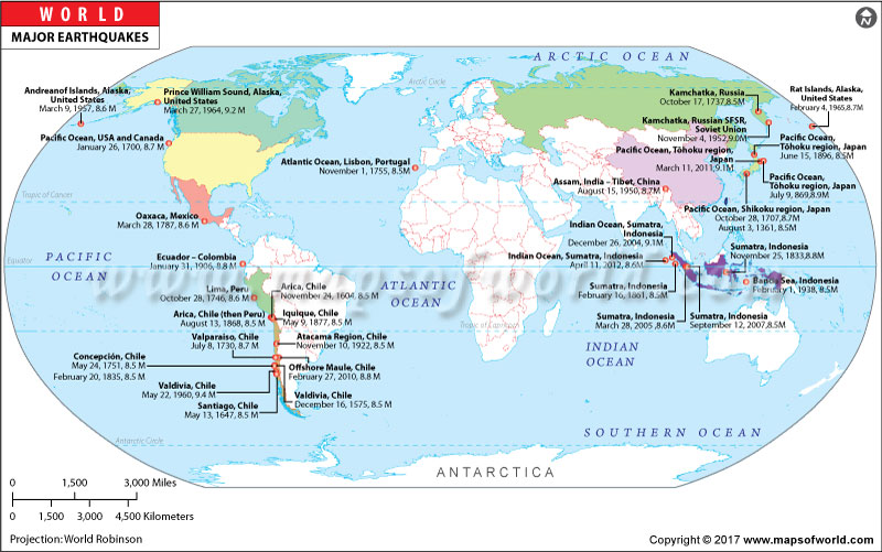 Major Earthquakes in The World