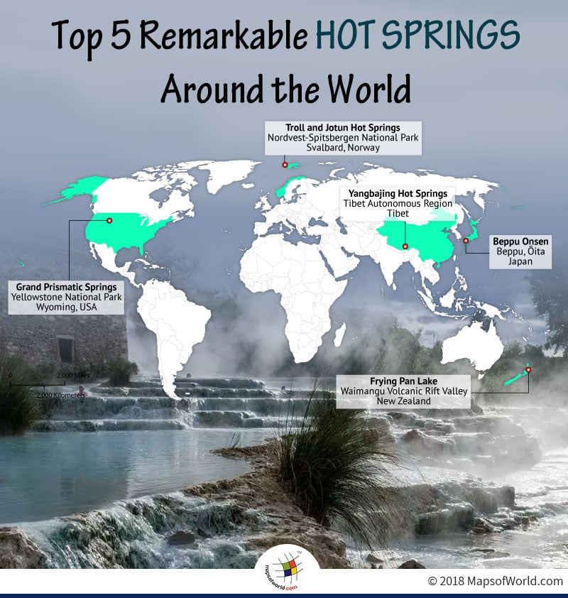 Map Showing Hot Springs in The World