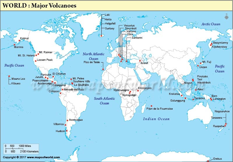 Volcanoes In The World Map World Map of Volcanoes, Volcanoes Of The World