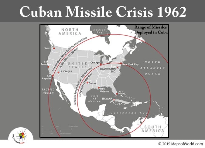 US Map Showing Cuban Missile Range