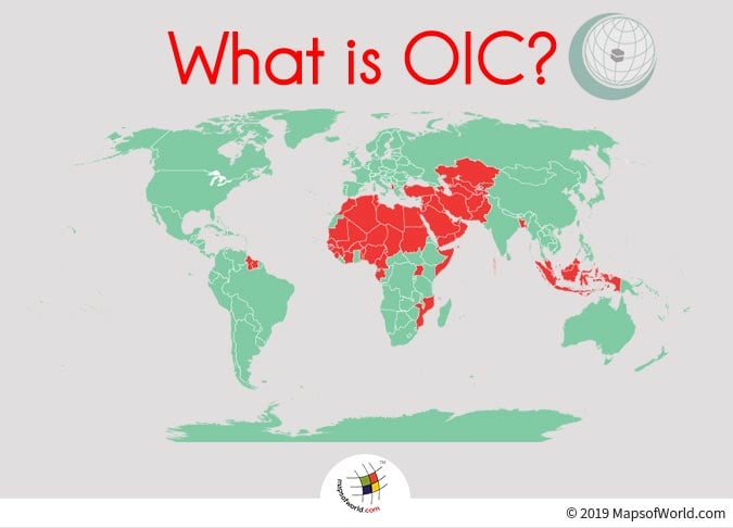 World Map Depicting Countries whic are the Members of OIC