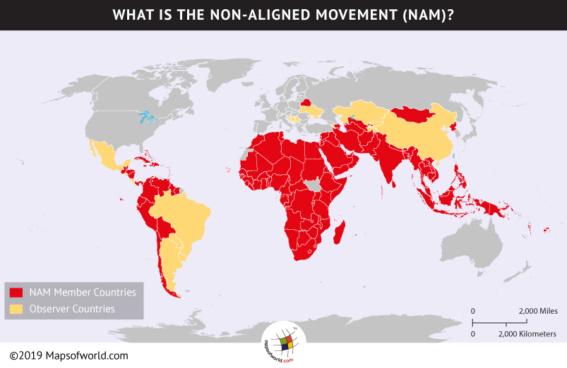 Map Showing Member Countries of Non-Aligned Movement