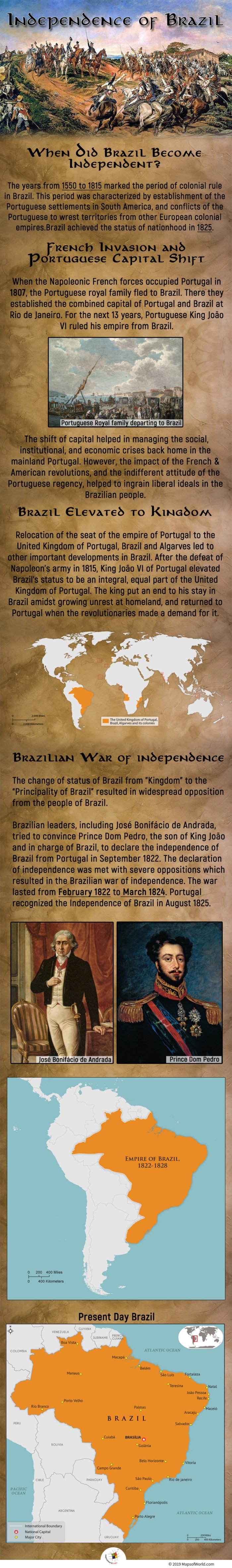 Brazil achieved the status of nationhood in 1825