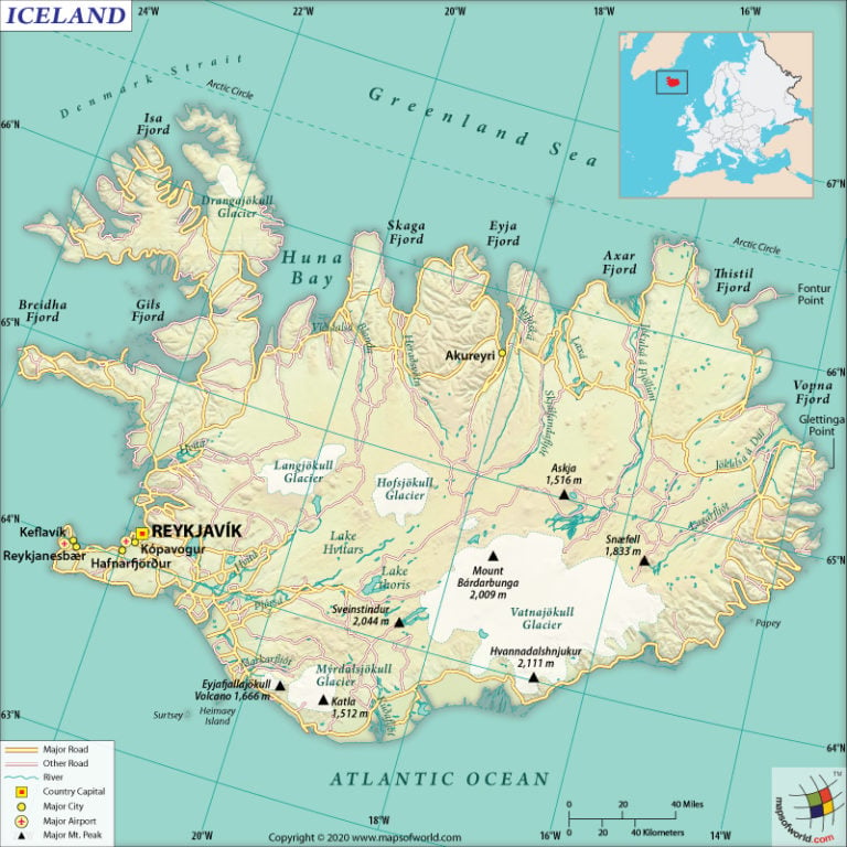 Iceland Europe Map 