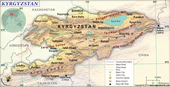 Map of Kyrgyz Republic (Kyrgyzstan)