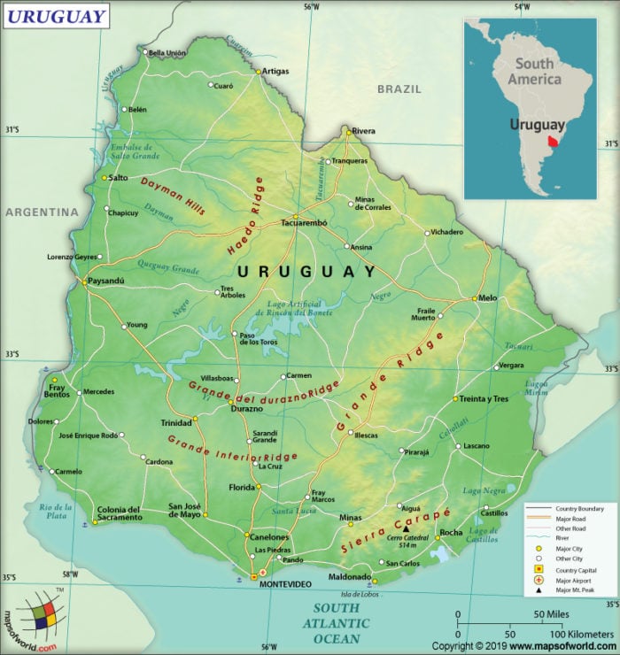 Map of Oriental Republic of Uruguay