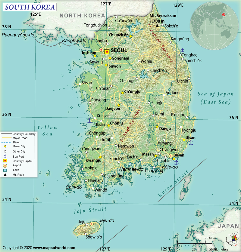 South Korea Geographical Map What Are The Key Facts Of South Korea? - Answers