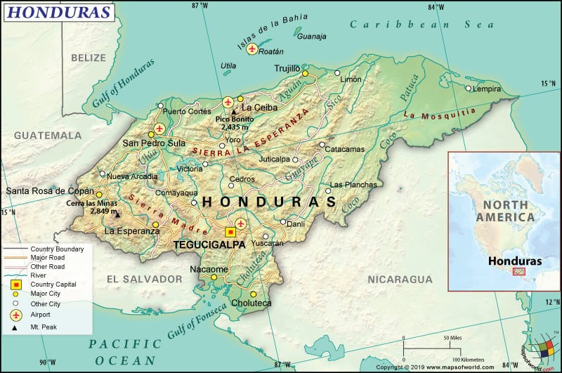 Map of Republic of Honduras