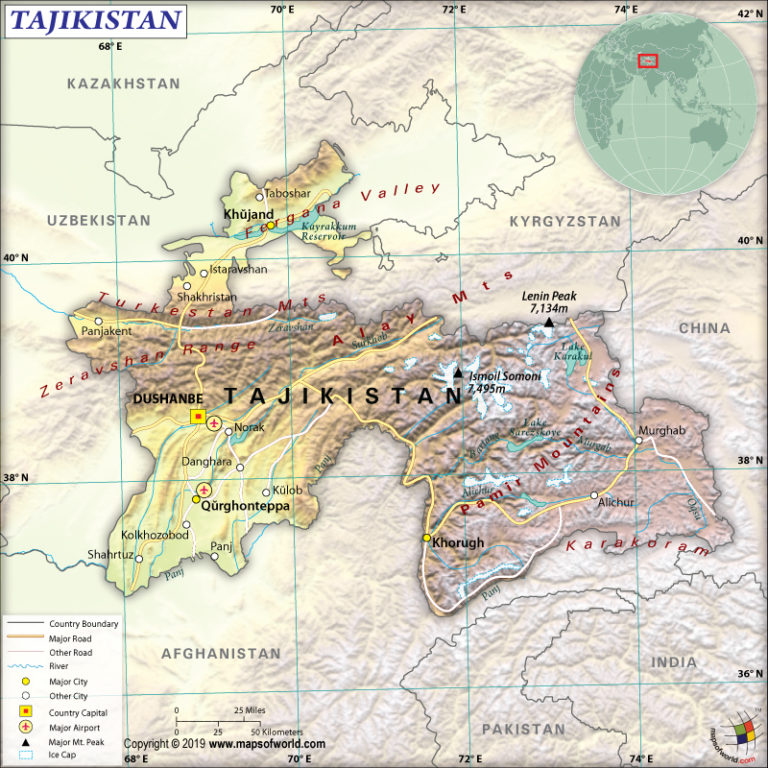 What Are The Key Facts Of Tajikistan Tajikistan Facts Answers   Map Of Tajikistan 768x768 