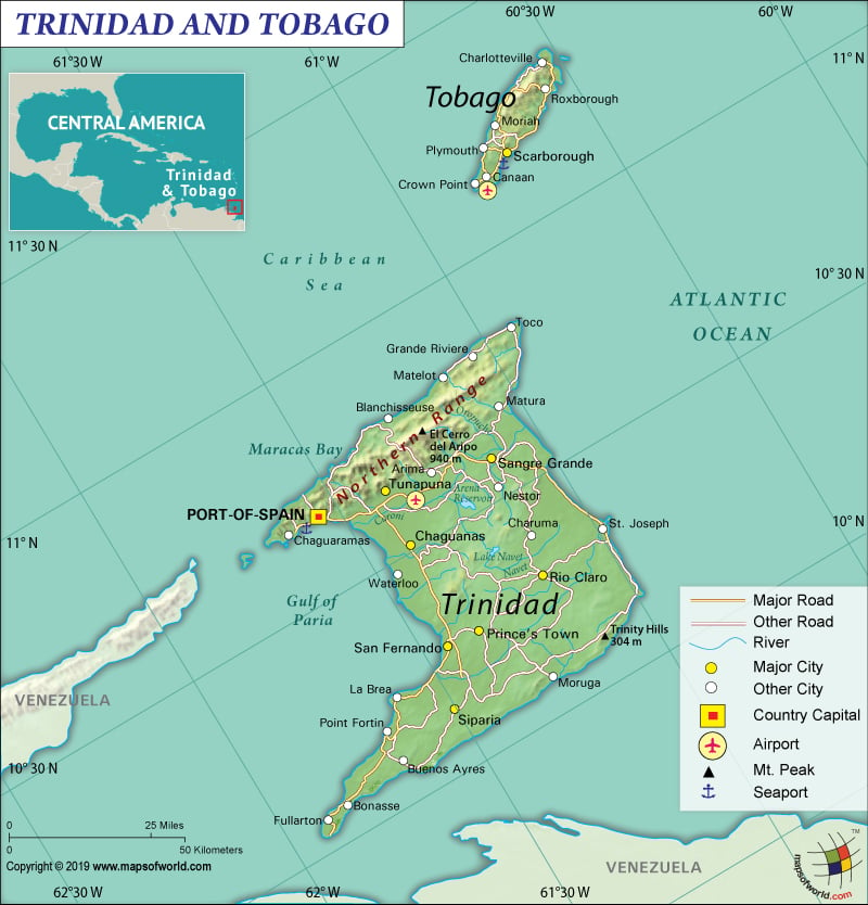 Map of Republic of Trinidad and Tobago