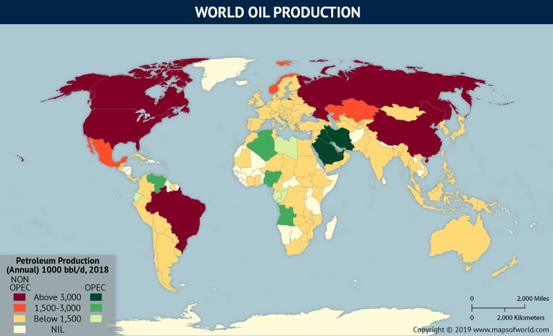 World Oil Poduction as per 2018