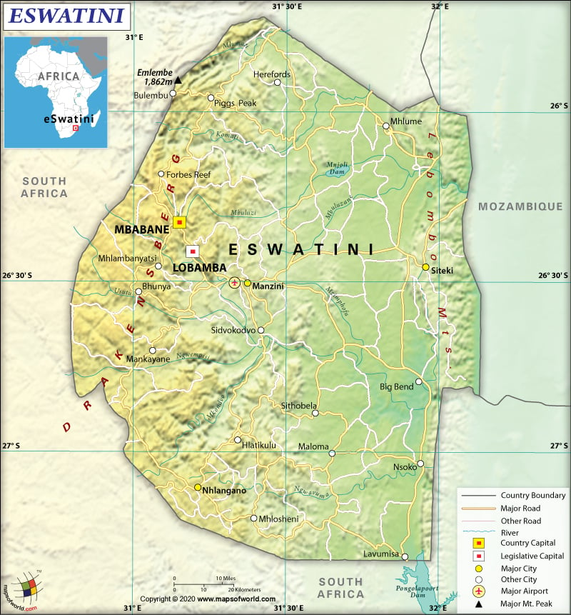 Map of eSwatini