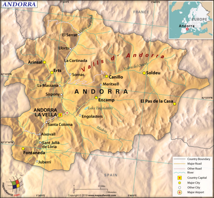 Map of Principality of Andorra