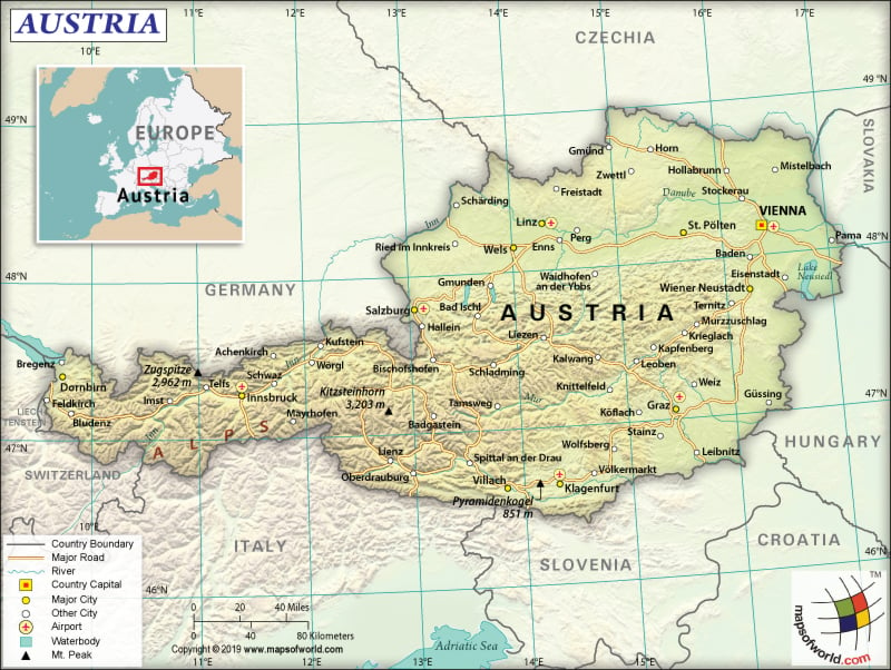 Map of Republic of Austria