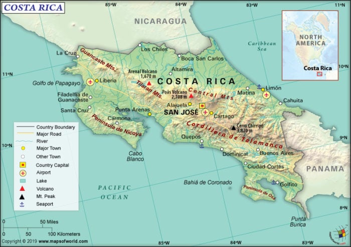 Map of Republic of Costa Rica