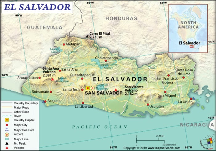 Map of Republic of El Salvador