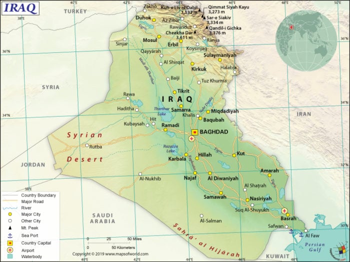 Map of Republic of Iraq