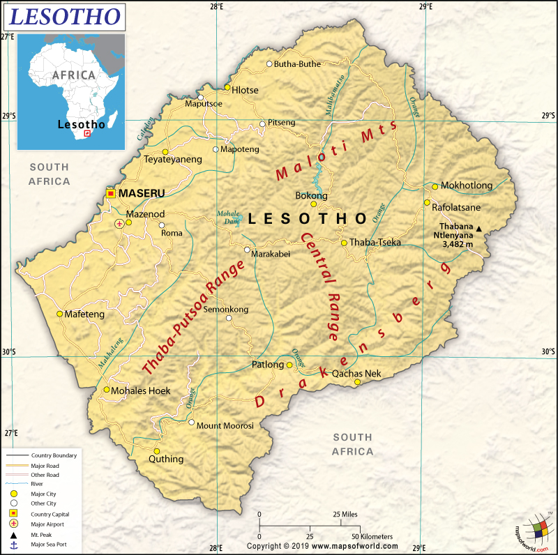 Map of Kingdom of Lesotho