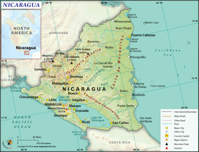 Map Of Nicaragua 700x535 