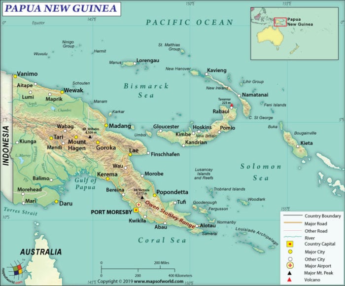Map of Independent State of Papua New Guinea