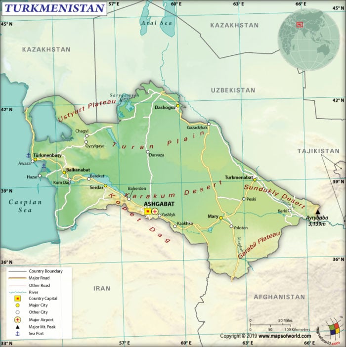 Map of Republic of Turkmenistan