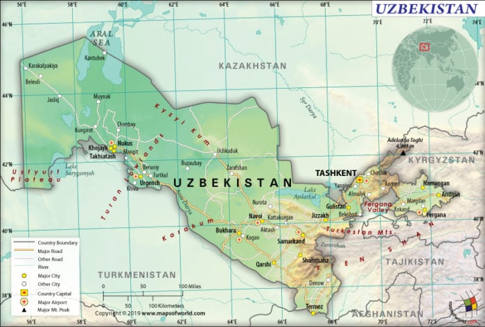 Map of Republic of Uzbekistan