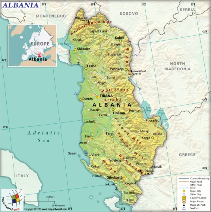 Map of Republic of Albania