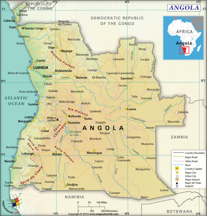 Map of Republic of Angola