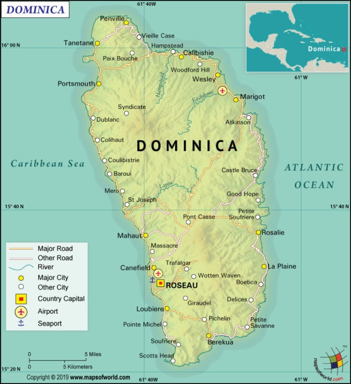 Map of Commonwealth of Dominica