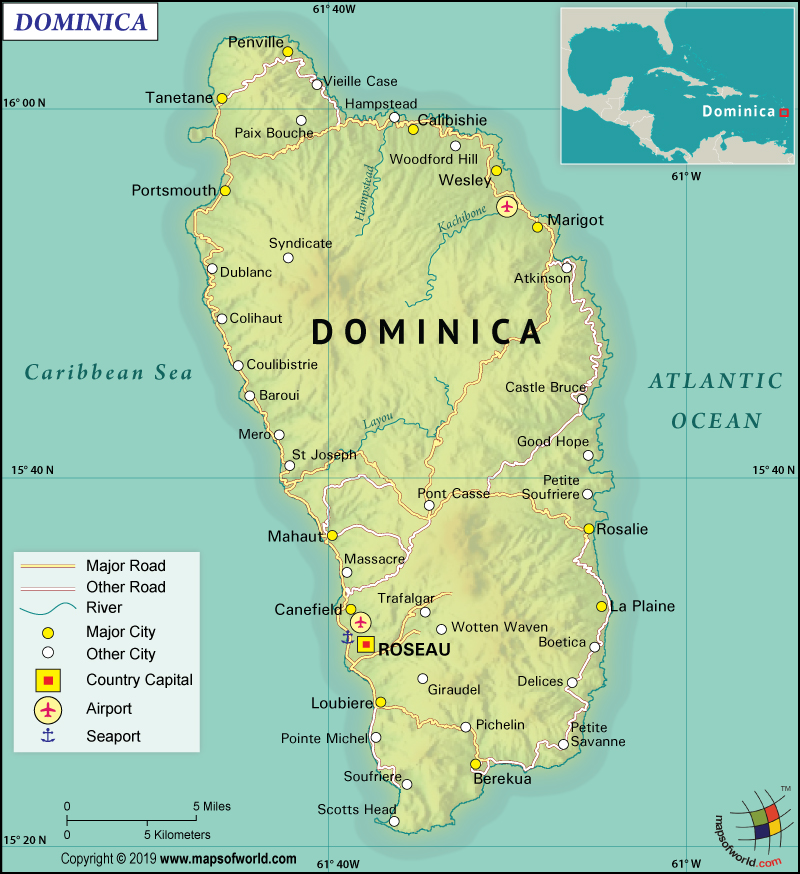 Map of Commonwealth of Dominica