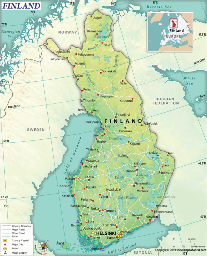 Map of Republic of Finland