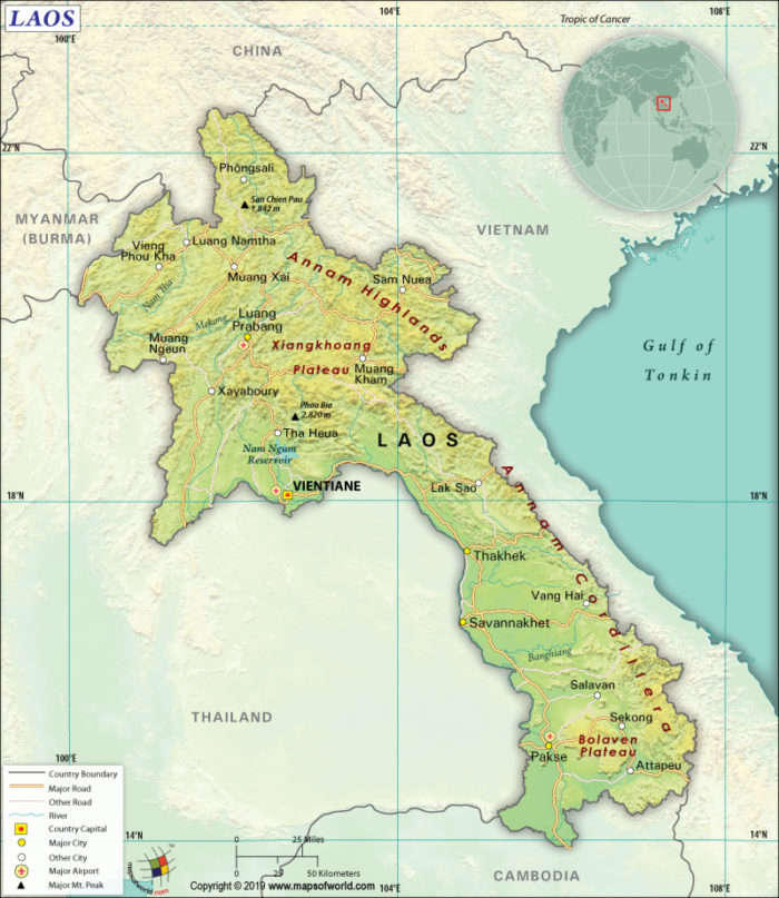 Map of Lao People's Democratic Republic