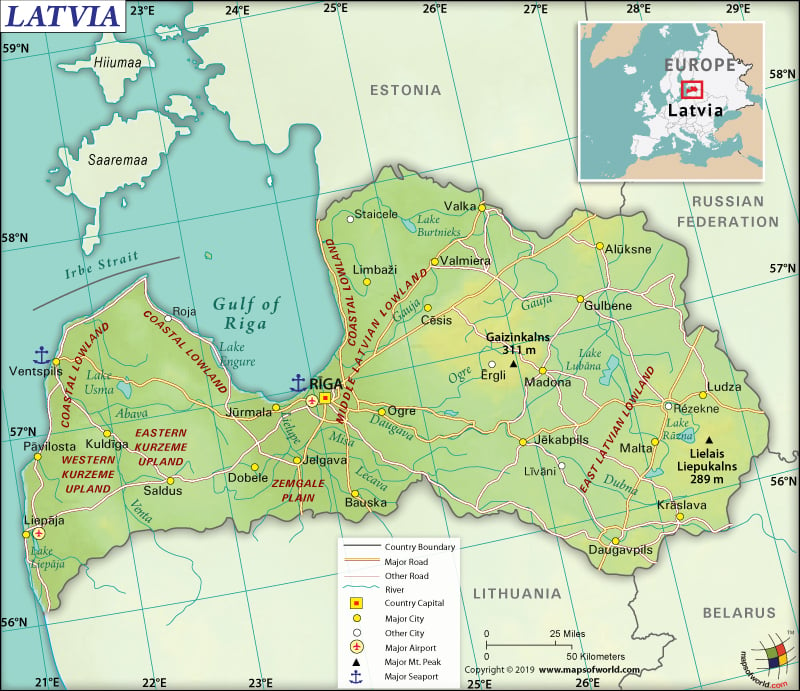 Map of Republic of Latvia