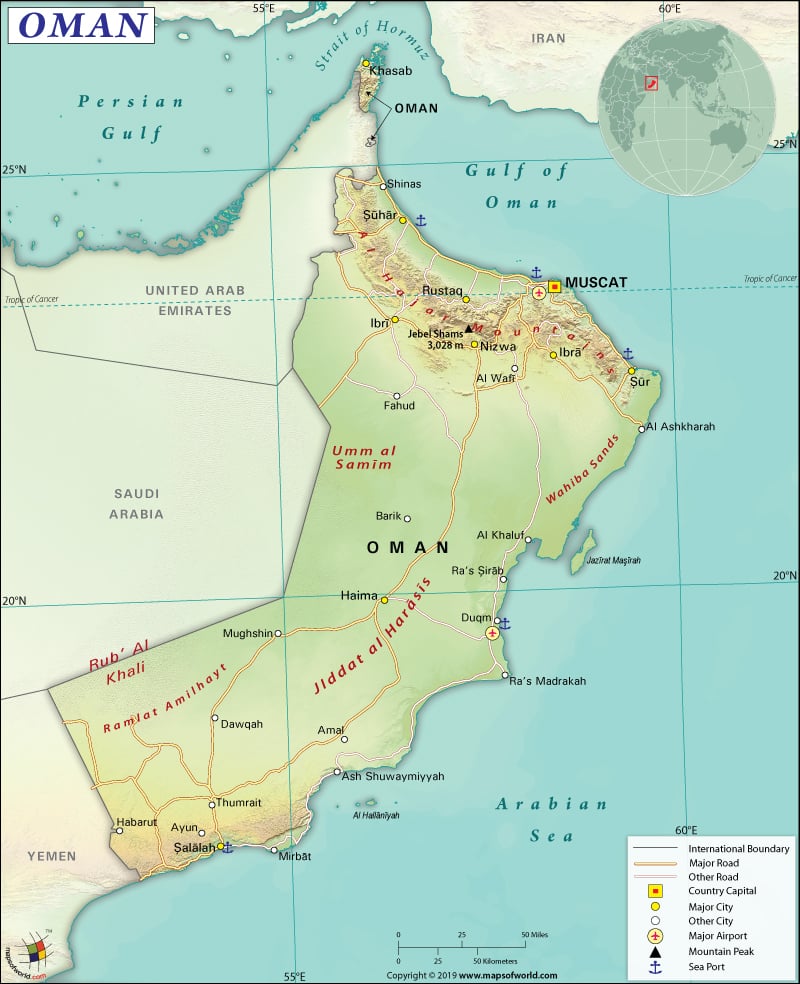 Map of Sultanate of Oman