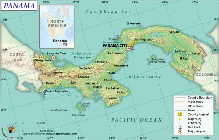 Map of Republic of Panama