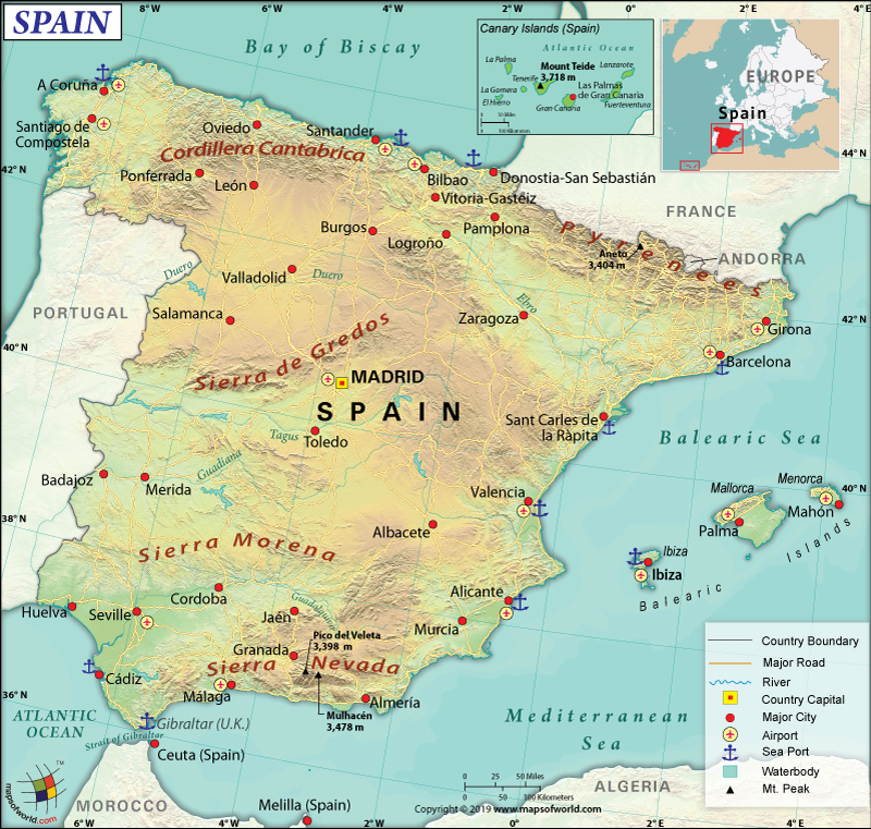 spain on a map What Are The Key Facts Of Spain Spain Facts Answers