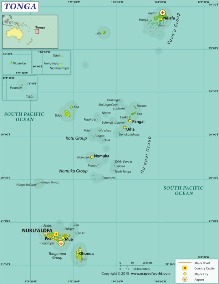 Map of Kingdom of Tonga