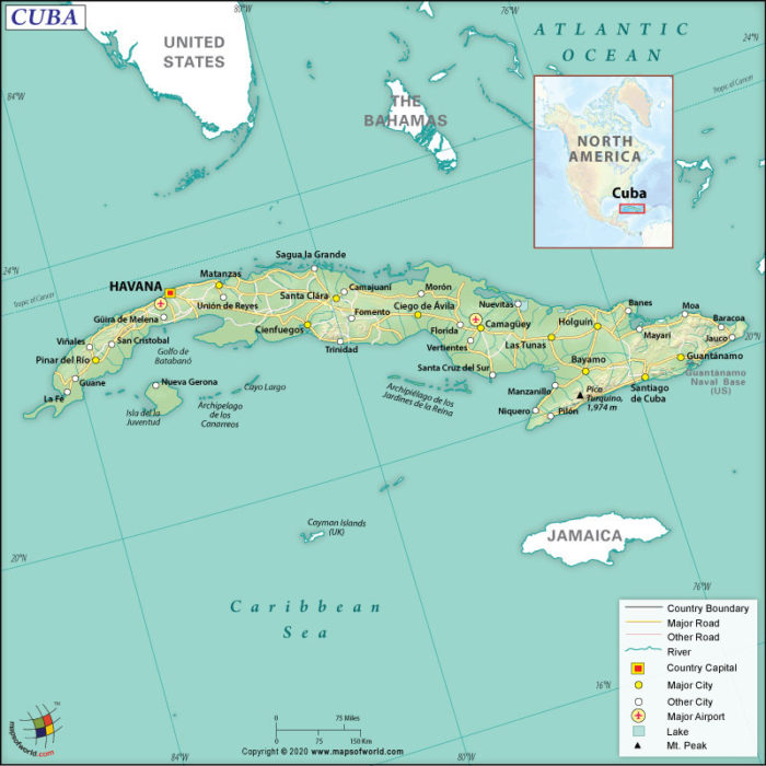 Map of Republic of Cuba